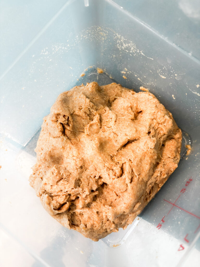 Honey wheat bread dough mixed together